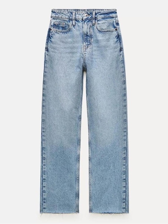 Zara Denim - Zara Light Blue Denim High-Rise Straight Jeans